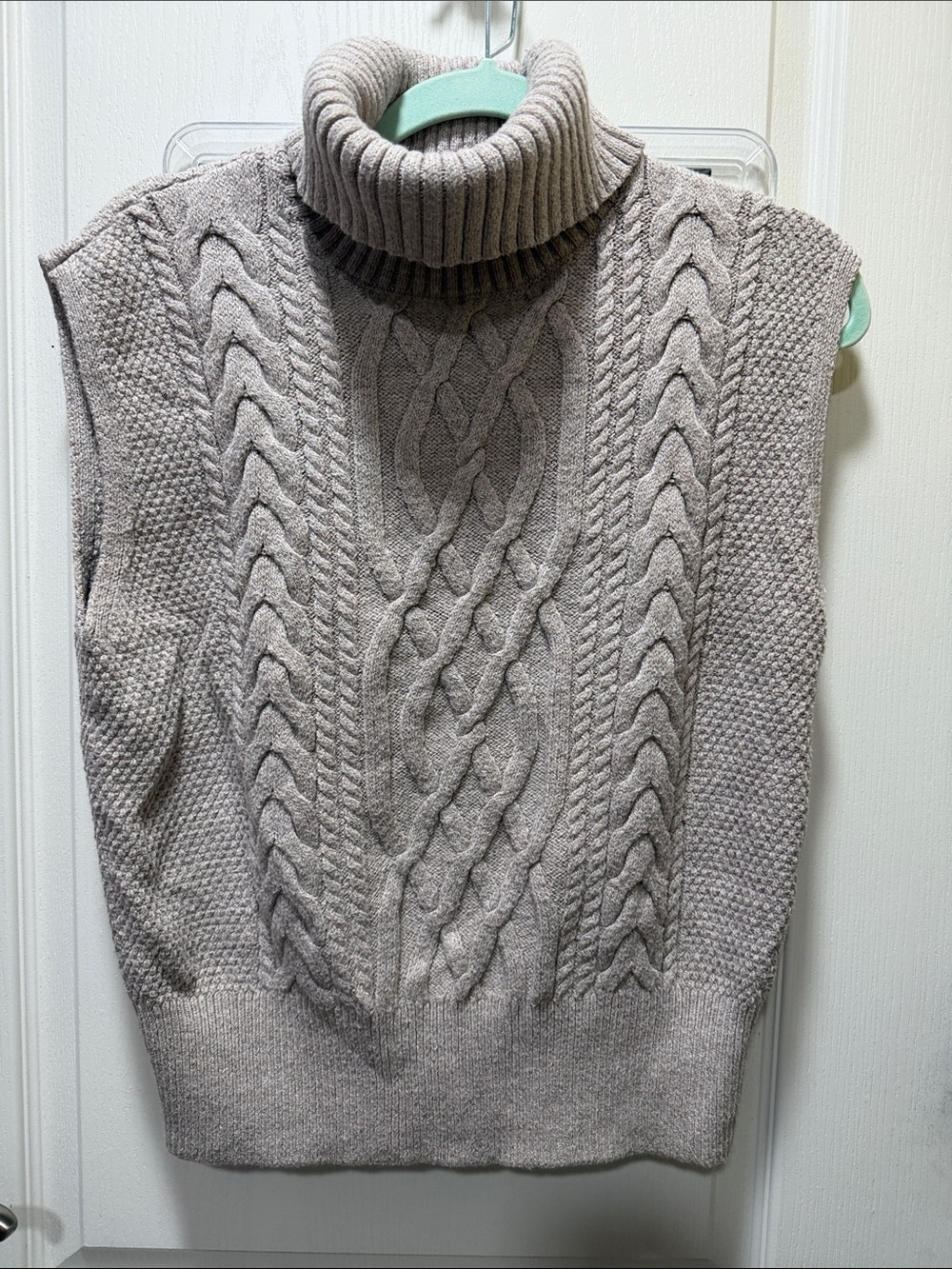 Express Neutral Taupe Ribbed Knit Sweater Vest